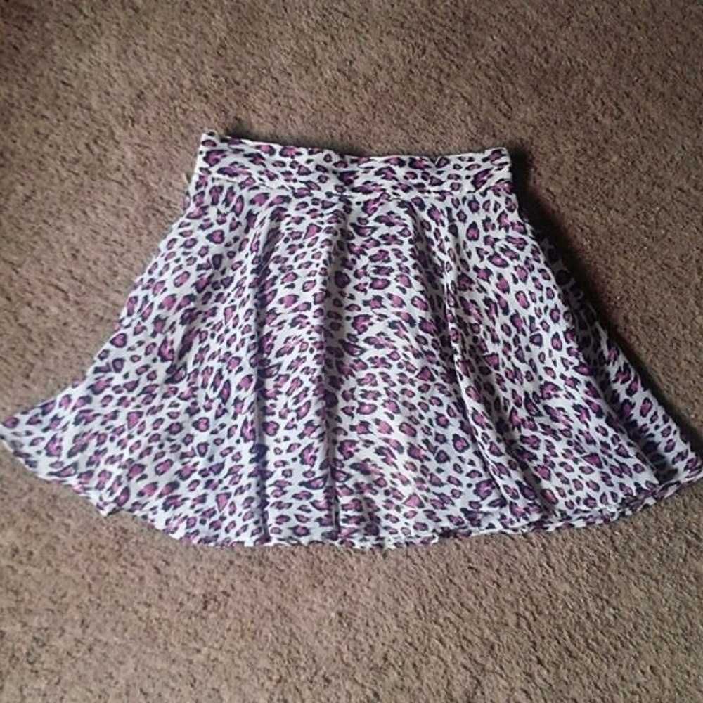 Pink Leopard Skater Skirt (Medium)